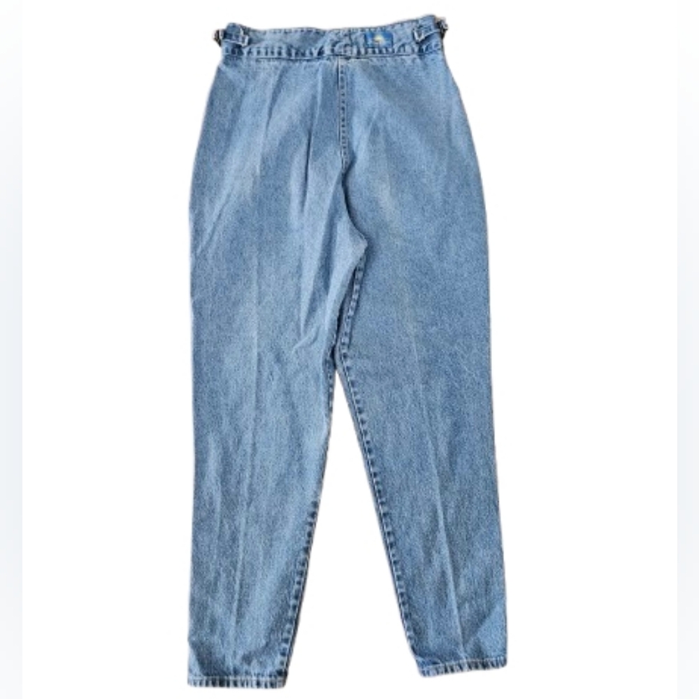 Vintage 80s USA Made Pleated Mom Jeans High Waist Tapered Leg Size 16 Long - Picture 3 of 10